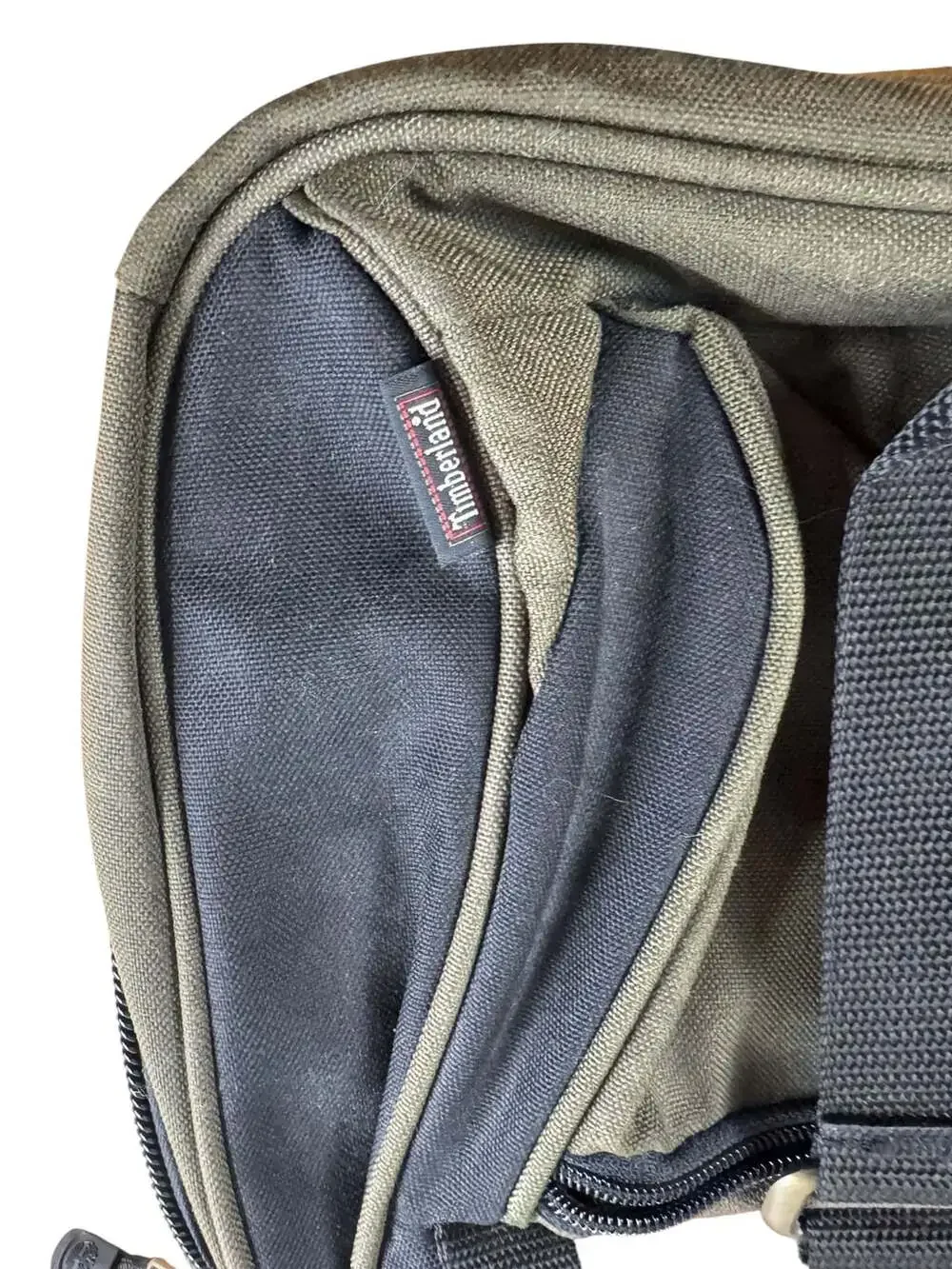 Timberland Green and Black Canvas Leather Laptop Briefcase Messenger Bag